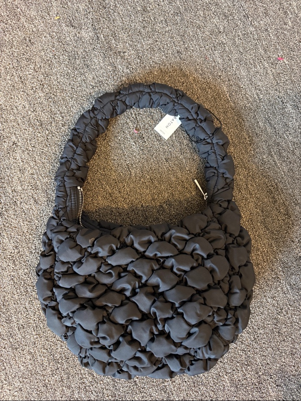 Aritzia Quilted Padded Shoulder Bag in Charcoal Black